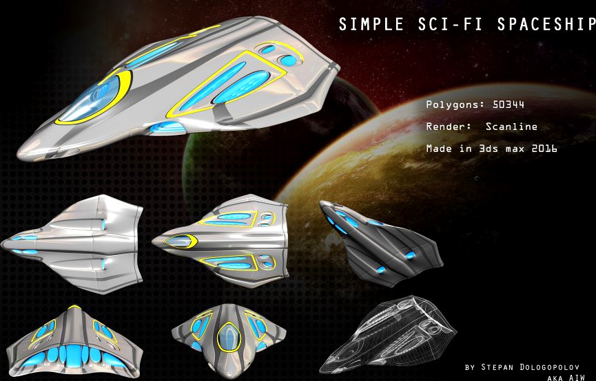 Sci-fi Simple Spaceship3d model