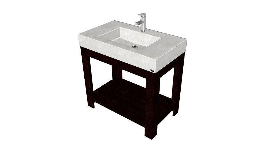 36' Lavare Vanity with Concrete Rectangle Sink