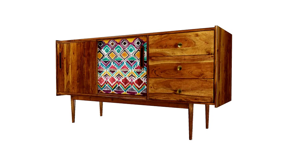 IKAT Buffet 2 portes 3 tiroirs en acacia massif imprimé REF 165719 PRIX 550.00