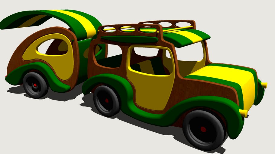 Wood toy car 3d model