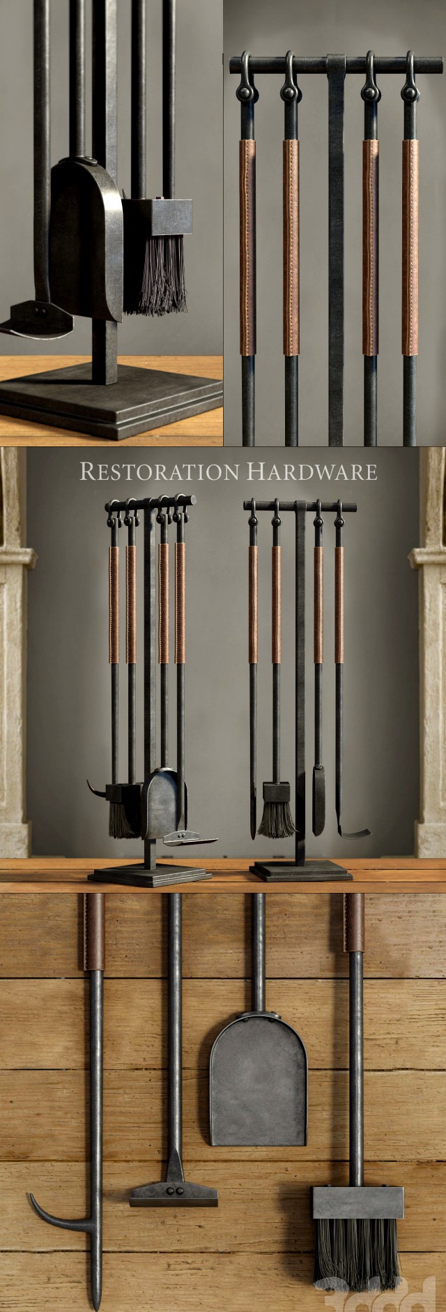 RH/ LEATHER RIVET HEARTH TOOL SET