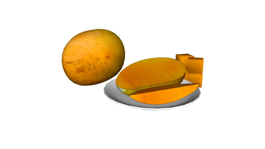 Rip Mango with slices 3d model