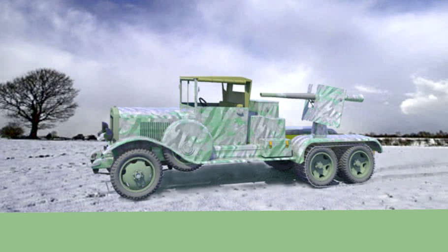 GAZ-AA TRUCK 1/2 TRACK + RECOILLESS 76MM GUN -- RED ARMY (SOVIETS) WW2 +COMOUFLAGE SNOW