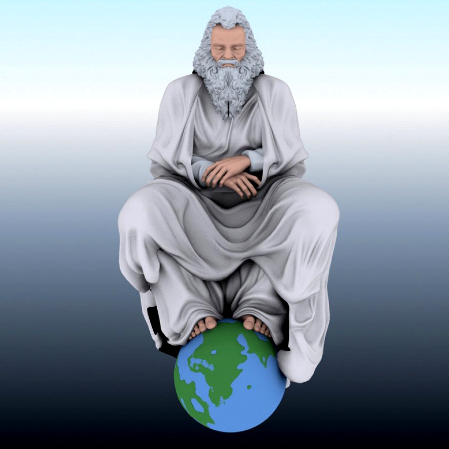Old Man Sitting on Globe3d model