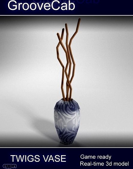 Twigs in Vase Low Poly3d model