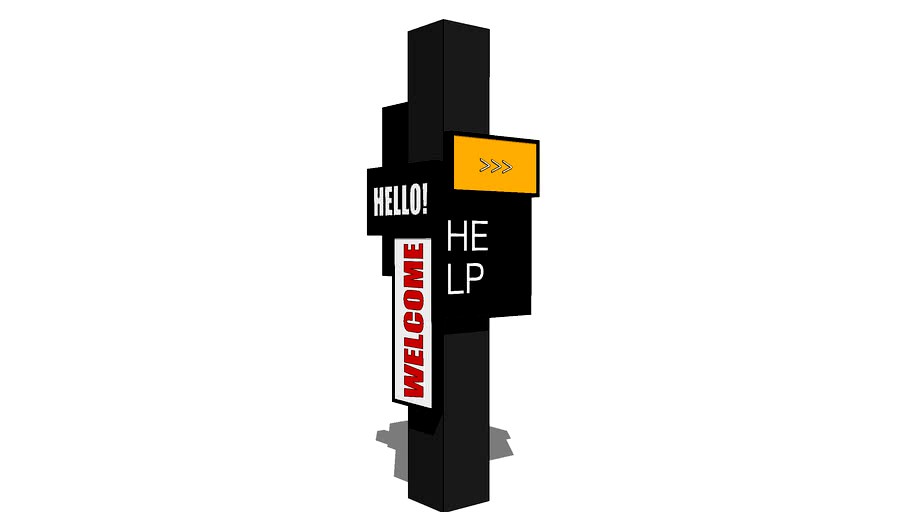 Lightboxes as signage wrapped around a column