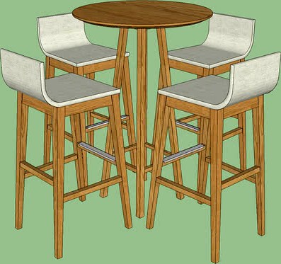 conjunto mesa bar e banquetas Gadu DITcasa