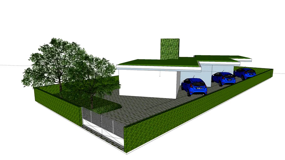 Mini aldeia com tres casas geminadas