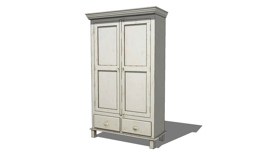 AVIGNON Armoire 2 portes 2 tiroirs en manguier blanc patiné REF 165690