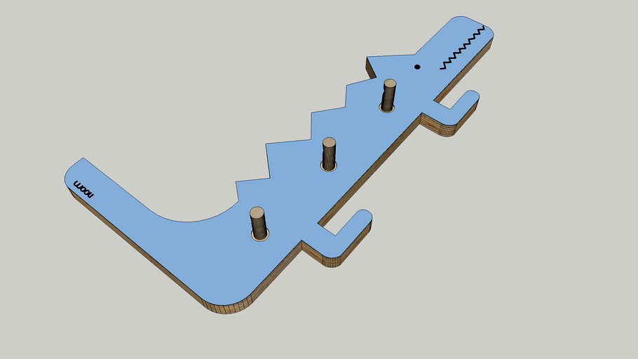 WOOLI wooden hanger CROCODILE DINO blue