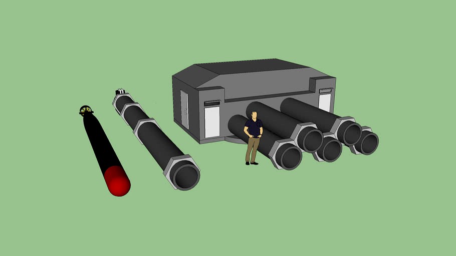 Mark 44 Torpedo Launcher Turret (With torpedo and torpedo tube)