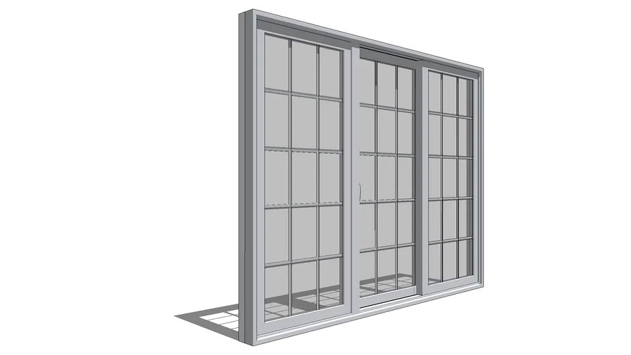 Pella 350 Series Sliding Patio Door 3Panel 3d model
