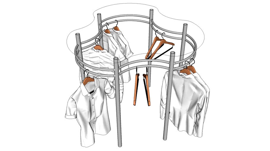 Arara em aço inox com tampo em vidro para loja de roupa Modelo Ilha - Alezzia