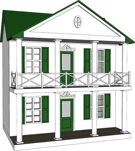 White & Green Dollhouse
