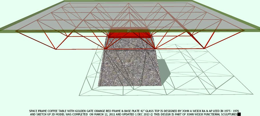 COFFEE TABLE SPACE ORANGE FRAME DESIGNED BY JOHN A WEICK, RA & AP LEED