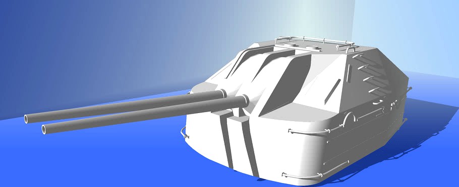 65 Cal Type 98 Gun 長10センチ高角砲 3d Model