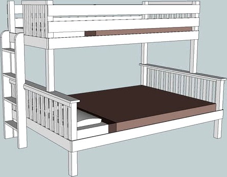 Bunk Bed - Full size bed on bottom with twin on top