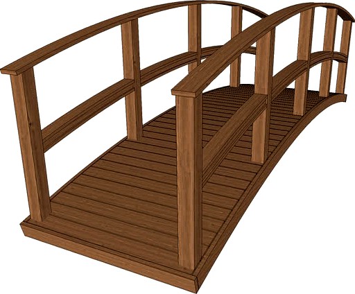 Ponte de madeira curva de 4,0m x 1,2m