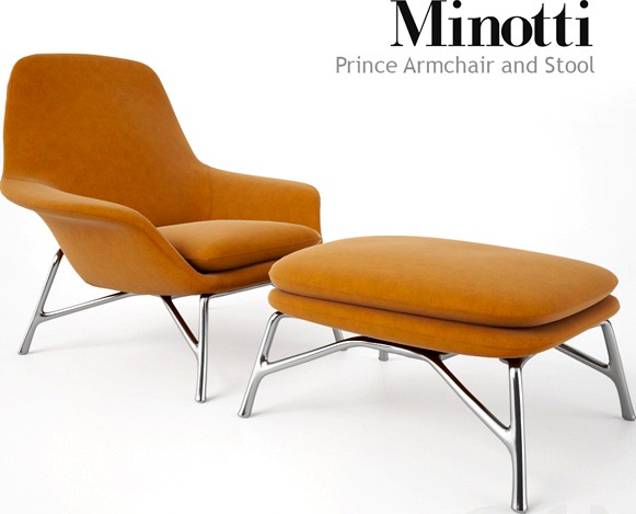Minotti Prince Armchair and Stool