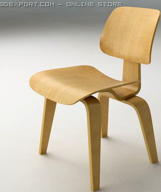 Eames Dining Chair Wood Legs 3D Model