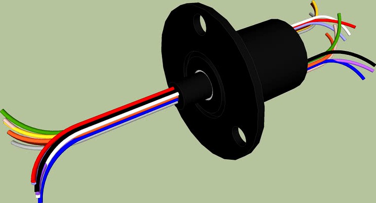 Slip Ring with Flange - 22mm diameter, 12 wires, max 240V @ 2A