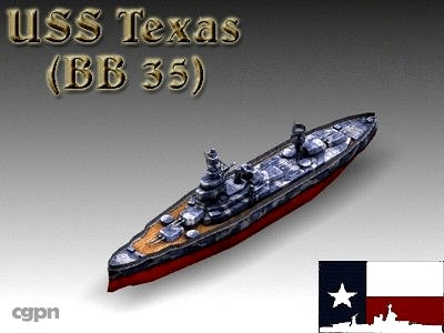 WW2 Battleship Texas USS BB-353d model