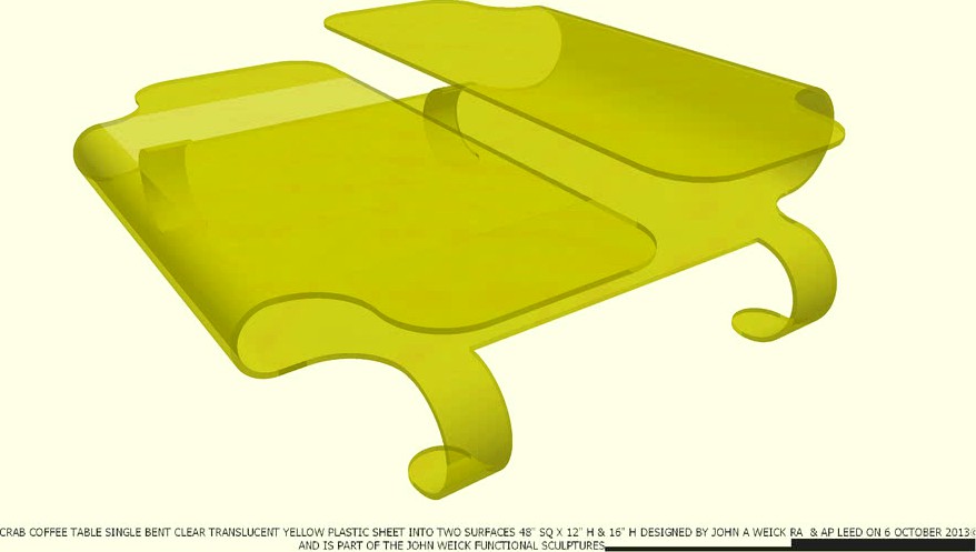 TABLE CLEAR YELLOW CRAB COFFEE DESIGNED BY JOHN A WEICK RA & AP LEED