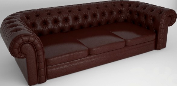 Английский кожаный стеганый диван