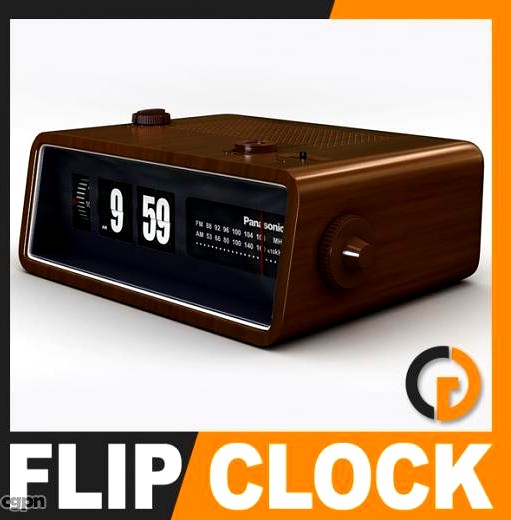 Retro Style Radio Alarm Flip Clock3d model