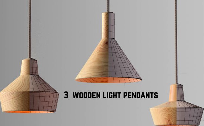 Wooden light pendants collection vol 13d model