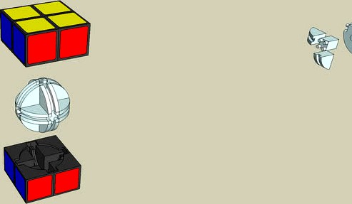 2x2x2 Rubik's Cube exploded views