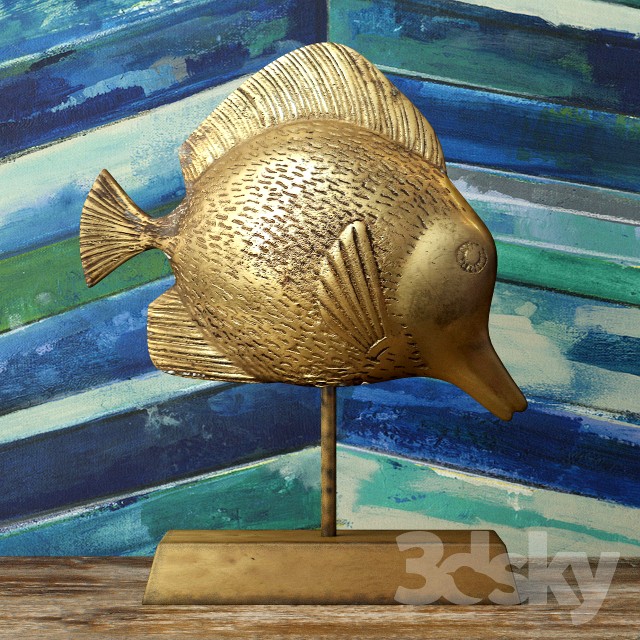 Midcentury Brass Fish on Stand