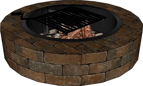 Belgard Round Fire pit Gascony Tan with Ashbury Haze accents