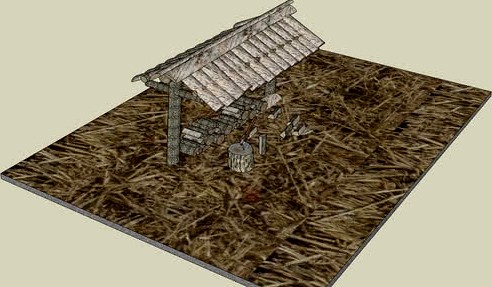 топор и навес для поленицы дров