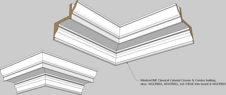 WindsorONE Classical Colonial Moldings - Crown molding & Cornice Buildup