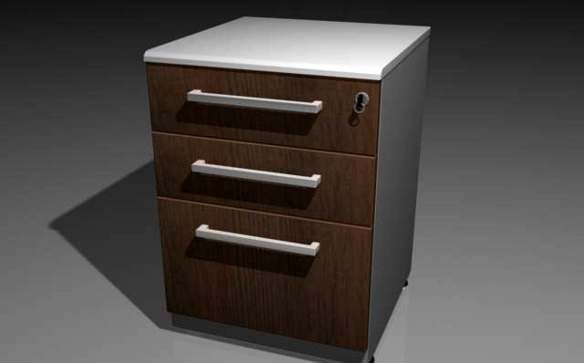 Three Drawer Pedestal 3D Model