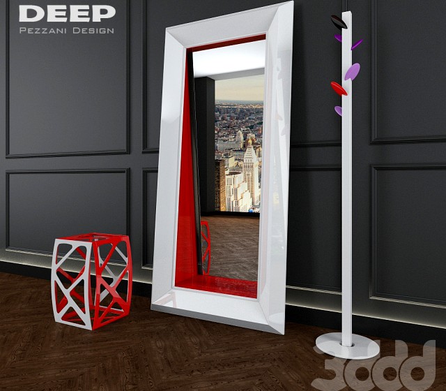 DEEP зеркало напольное, пуф, вешалка