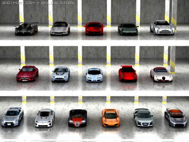 16 Low Poly supercars 3D Model