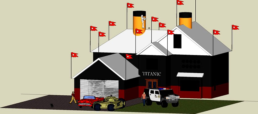 Titanic house and cars