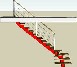 Escalier bois avec poteaux cintrés