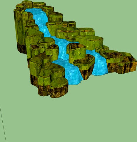 huge natural waterfall 3d model