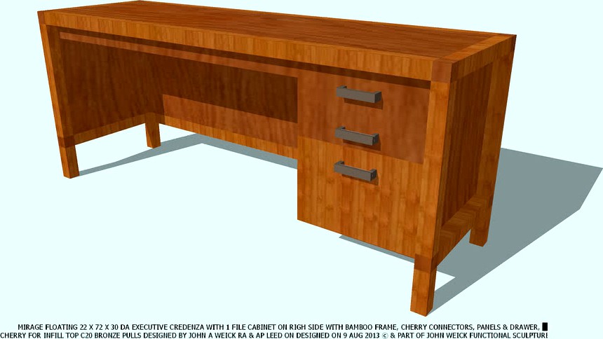 CREDENZA BAMBOO CHERRY RH FILE CAB CHE TOP MIRAGE BY JOHN A WEICK RA