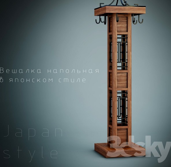 Hanging clothes racks in Japanese style 3d model