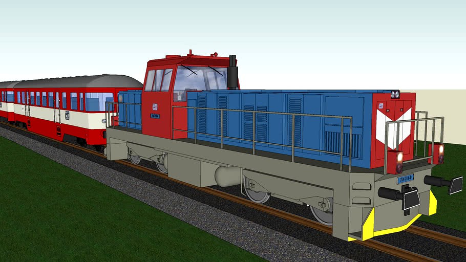 Passenger train with locomotive class 714 3d model