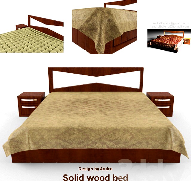 Solid wood bed