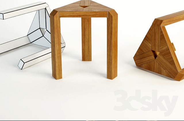 Chair trio-oak-stoo