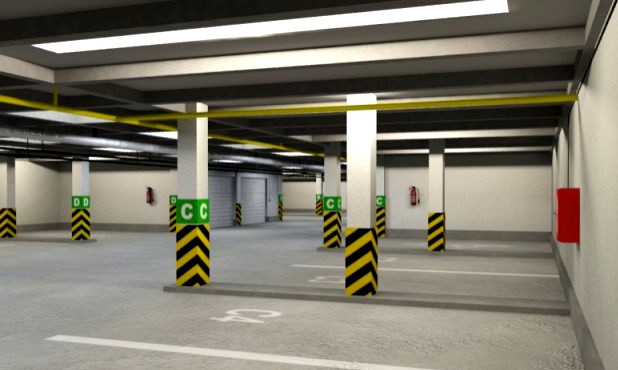 Underground Parking Garage 01 3D Model