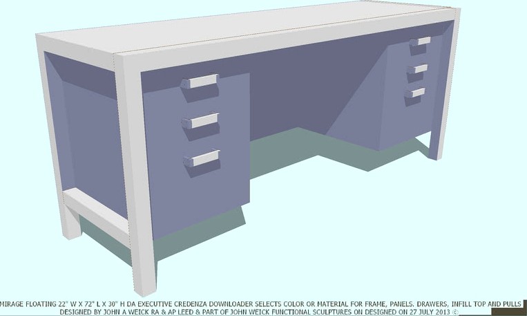 CREDENZA MIRAGE 22 X 72 X 30H SELECT COLOR DESIGNED BY JOHN A WEICK RA