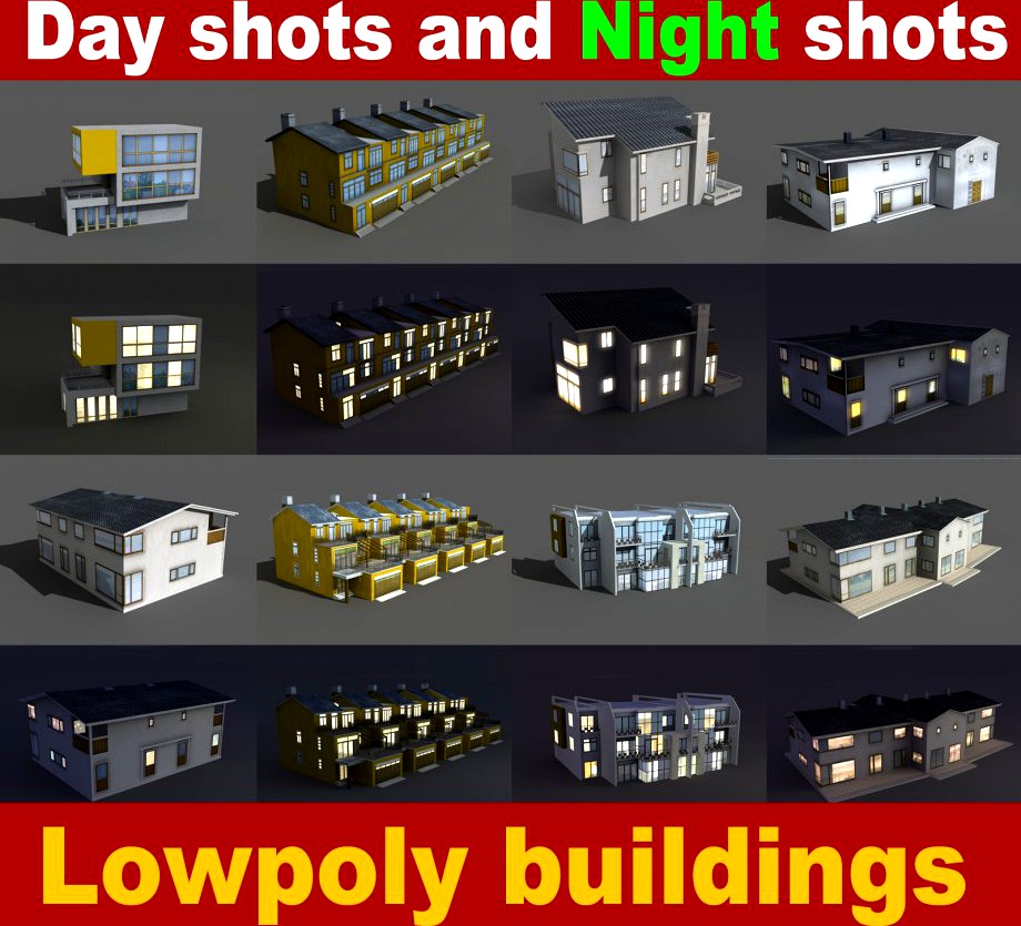 lowpoly buildings (set2)3d model