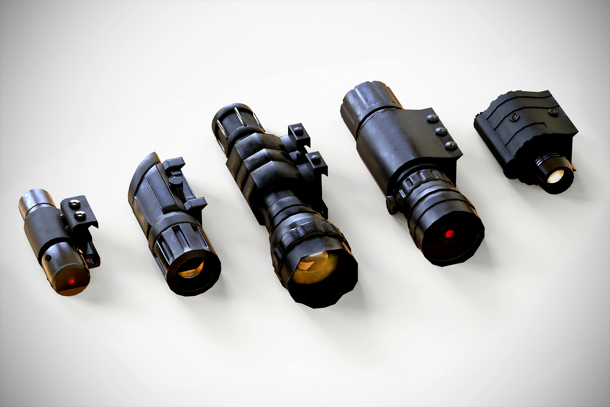 Rail Attachments Pack - Laser Sights - Flash Lights - PBR - Weapon - Gun - Rifle – Pistol